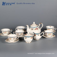 15pcs Plain Style Western Design Tee Kaffee Zucker Kanister Set, Fine Bone China Arabisch Kaffeetasse Set